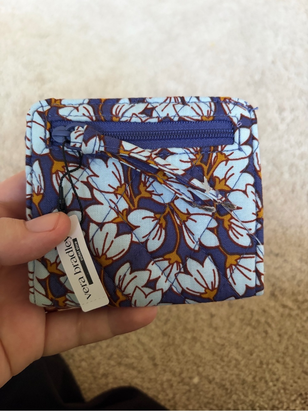 Vera Bradley Purple Blue Floral Quilted Coin Wallet